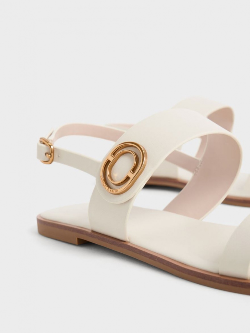 Sandale Cu Curea Charles & Keith Metallic Accent Back Albi | 613OWUXHT
