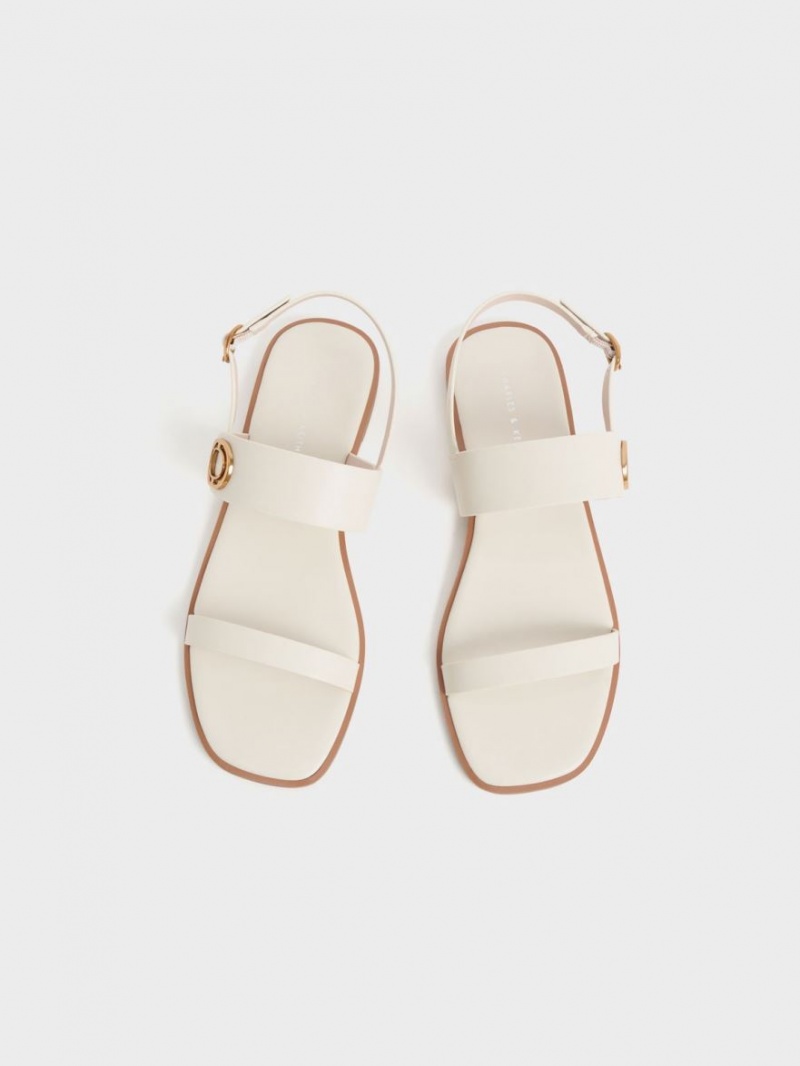 Sandale Cu Curea Charles & Keith Metallic Accent Back Albi | 613OWUXHT