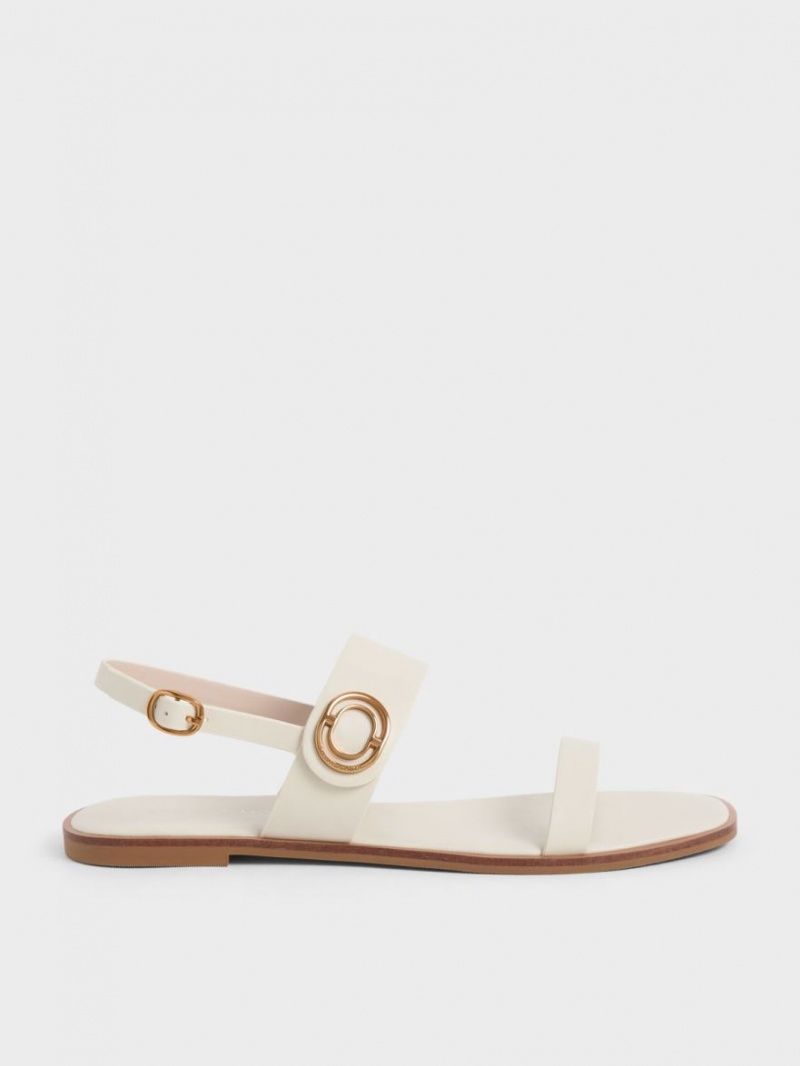 Sandale Cu Curea Charles & Keith Metallic Accent Back Albi | 613OWUXHT