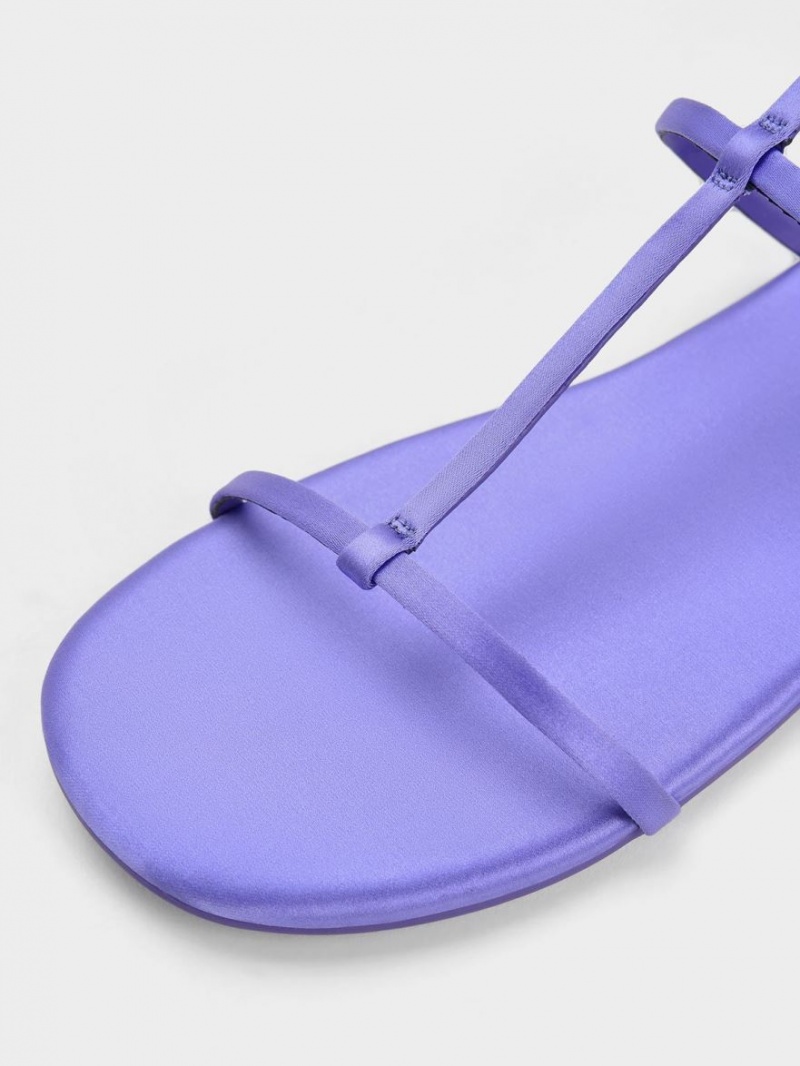 Sandale Cu Curea Charles & Keith Recycled Polyester T-Bar Ankle Violet | 018ONWLMD