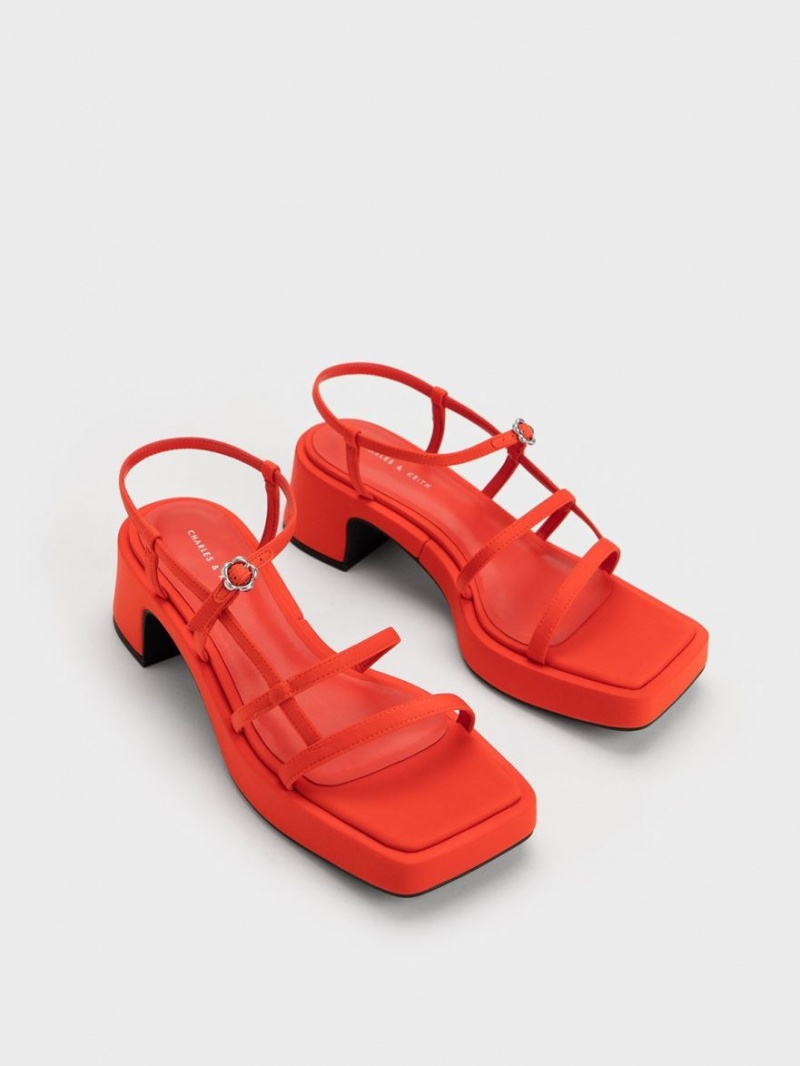 Sandale Cu Curea Charles & Keith Selene Flower-Cu Catarama Rosii | 938IYCKOQ