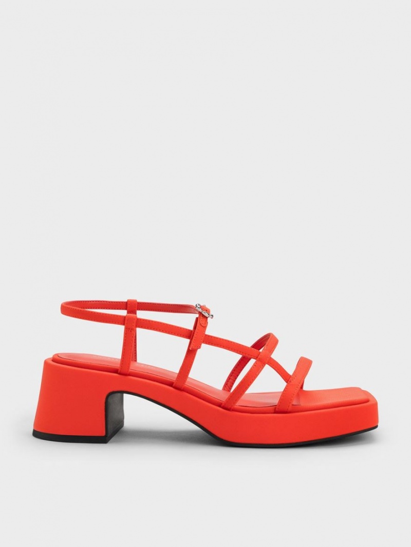 Sandale Cu Curea Charles & Keith Selene Flower-Cu Catarama Rosii | 938IYCKOQ