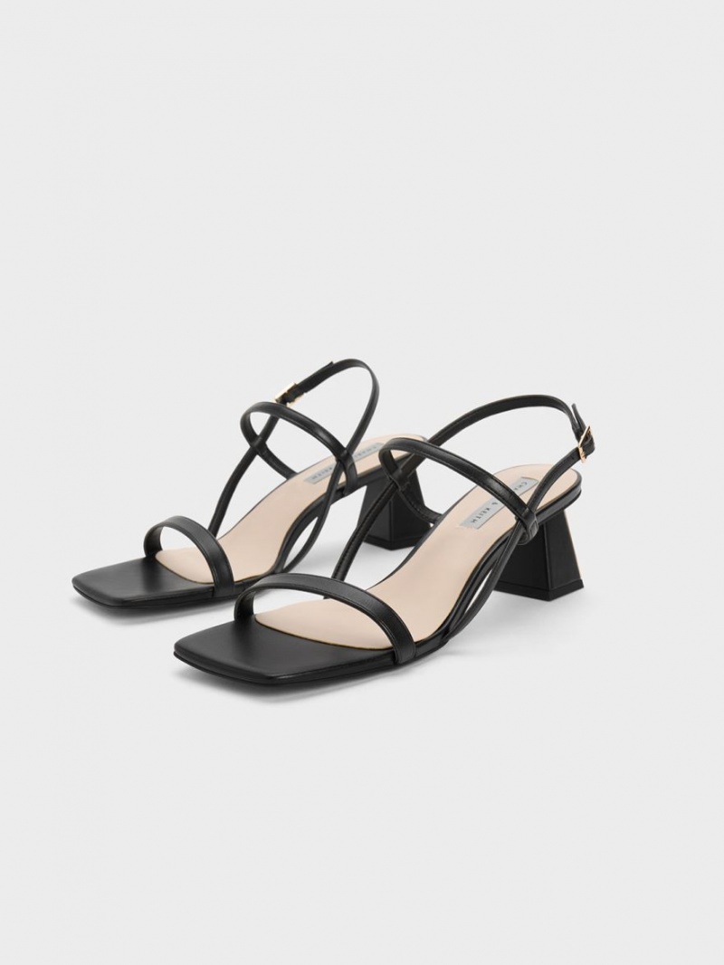 Sandale Cu Curea Charles & Keith Square-Bombeu Negrii | 598HUWLER