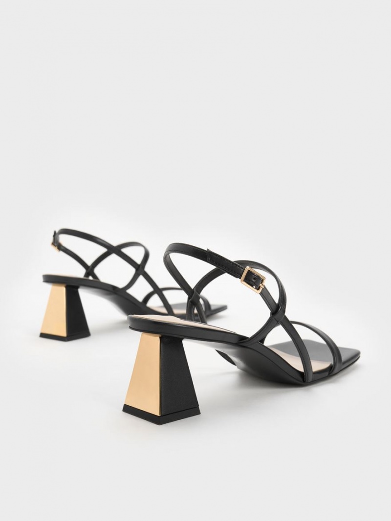 Sandale Cu Curea Charles & Keith Square-Bombeu Negrii | 598HUWLER