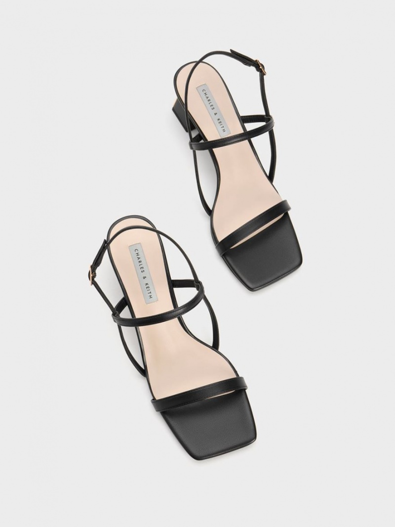 Sandale Cu Curea Charles & Keith Square-Bombeu Negrii | 598HUWLER
