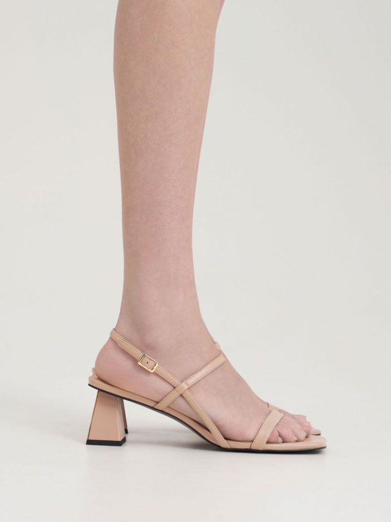 Sandale Cu Curea Charles & Keith Square-Bombeu Bej | 035XRZECV