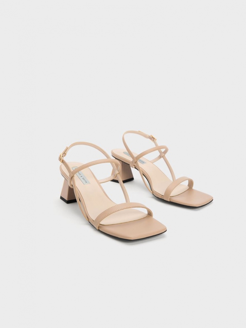 Sandale Cu Curea Charles & Keith Square-Bombeu Bej | 035XRZECV