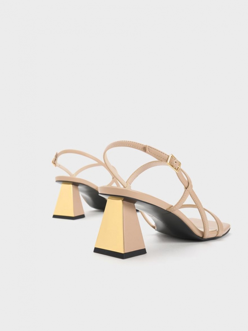 Sandale Cu Curea Charles & Keith Square-Bombeu Bej | 035XRZECV