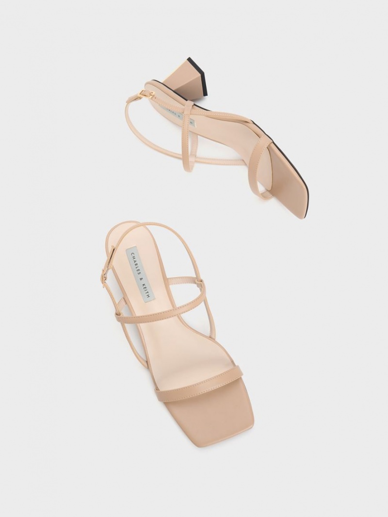 Sandale Cu Curea Charles & Keith Square-Bombeu Bej | 035XRZECV
