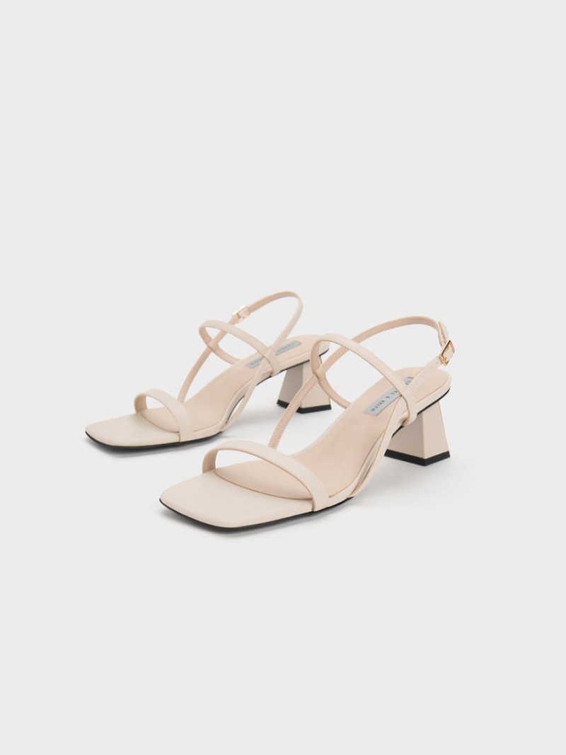 Sandale Cu Curea Charles & Keith Square-Bombeu Albi | 790TWVZEQ