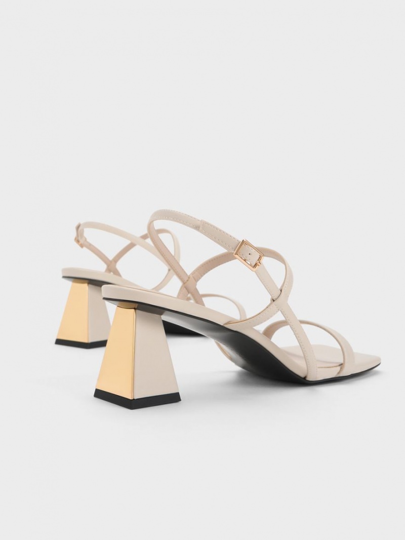 Sandale Cu Curea Charles & Keith Square-Bombeu Albi | 790TWVZEQ