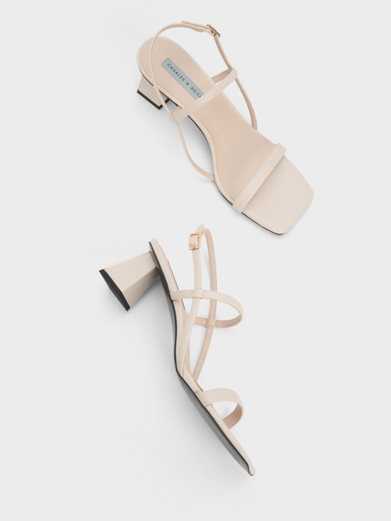 Sandale Cu Curea Charles & Keith Square-Bombeu Albi | 790TWVZEQ