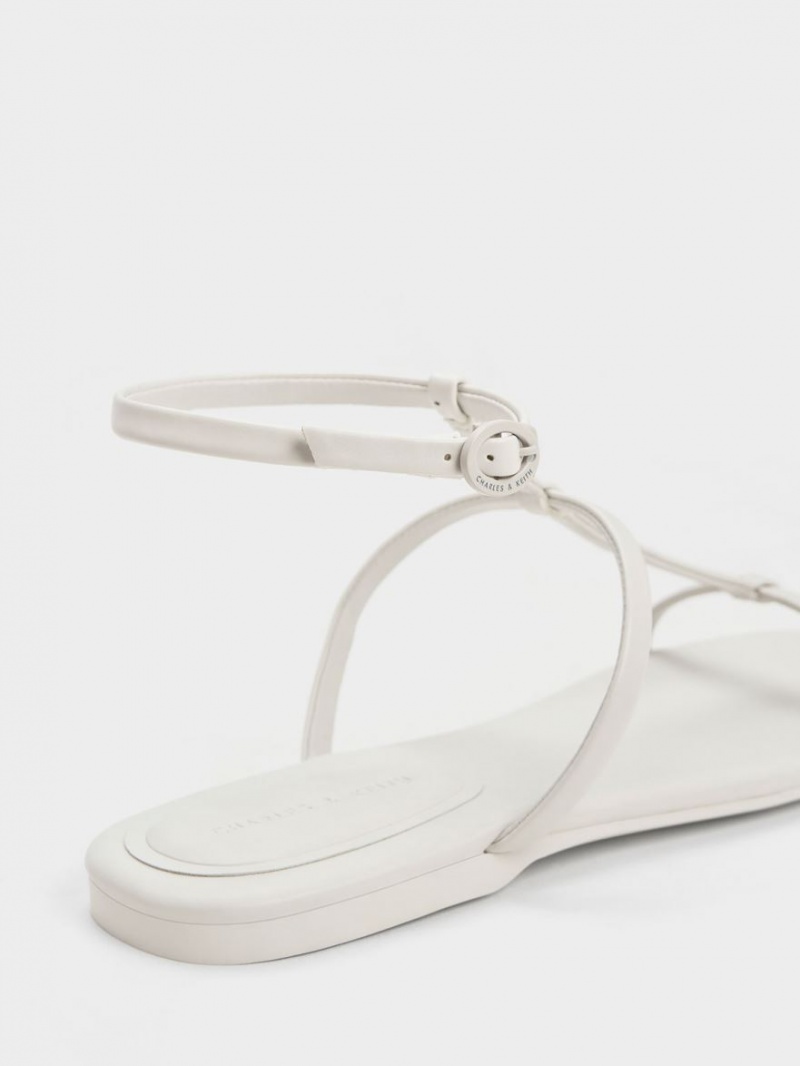 Sandale Cu Curea Charles & Keith T-Bar Ankle Albi | 019WAMFRZ