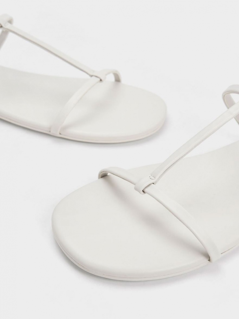 Sandale Cu Curea Charles & Keith T-Bar Ankle Albi | 019WAMFRZ