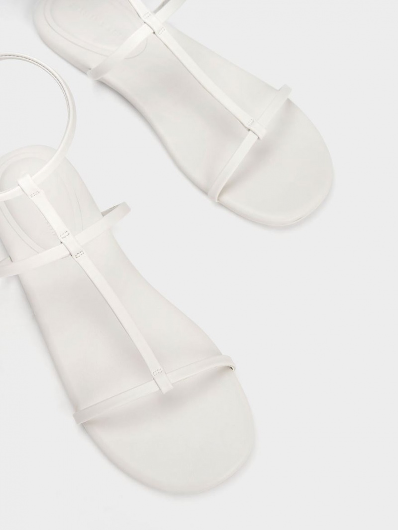 Sandale Cu Curea Charles & Keith T-Bar Ankle Albi | 019WAMFRZ