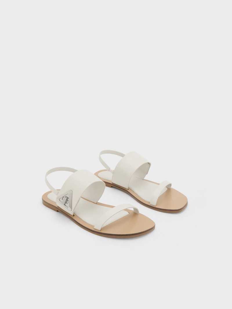 Sandale Cu Curea Charles & Keith Trice Double Albi | 625MONGTV