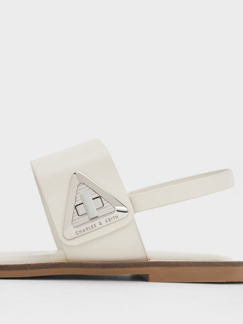 Sandale Cu Curea Charles & Keith Trice Double Albi | 625MONGTV