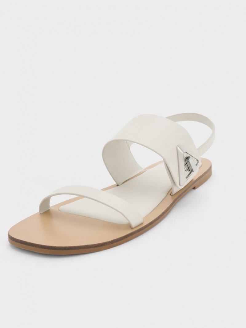 Sandale Cu Curea Charles & Keith Trice Double Albi | 625MONGTV