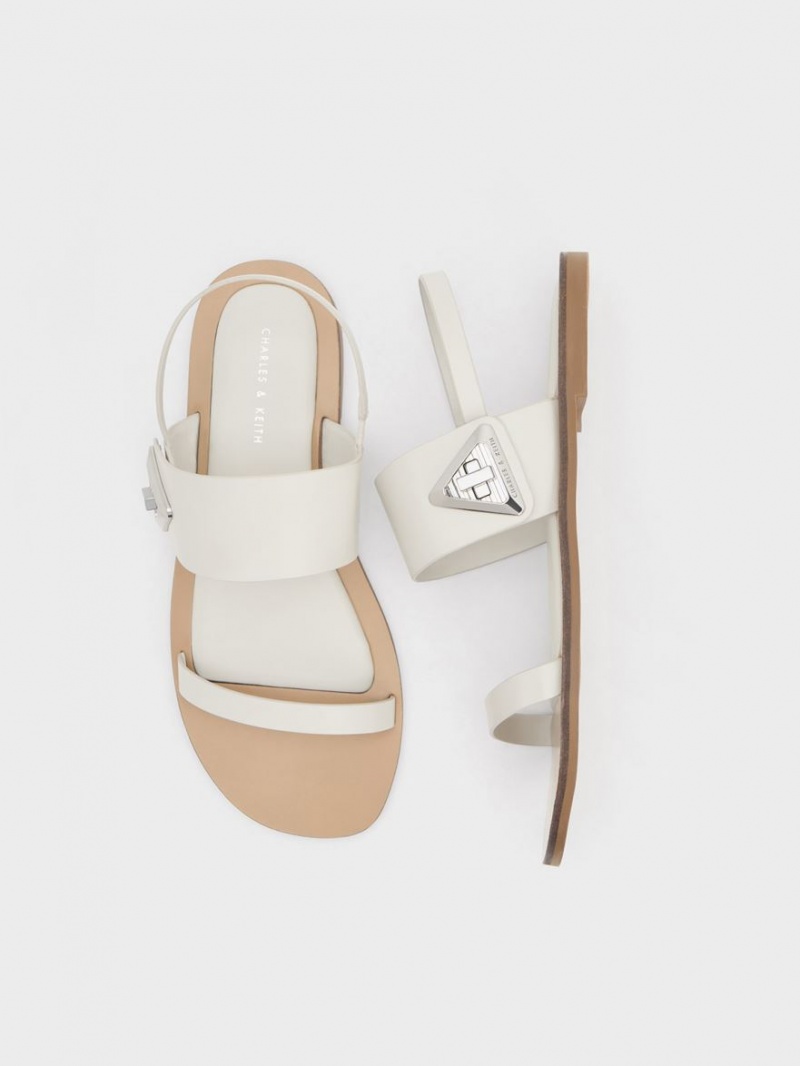 Sandale Cu Curea Charles & Keith Trice Double Albi | 625MONGTV