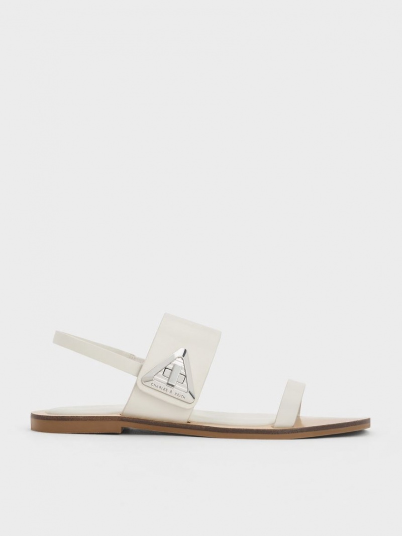 Sandale Cu Curea Charles & Keith Trice Double Albi | 625MONGTV
