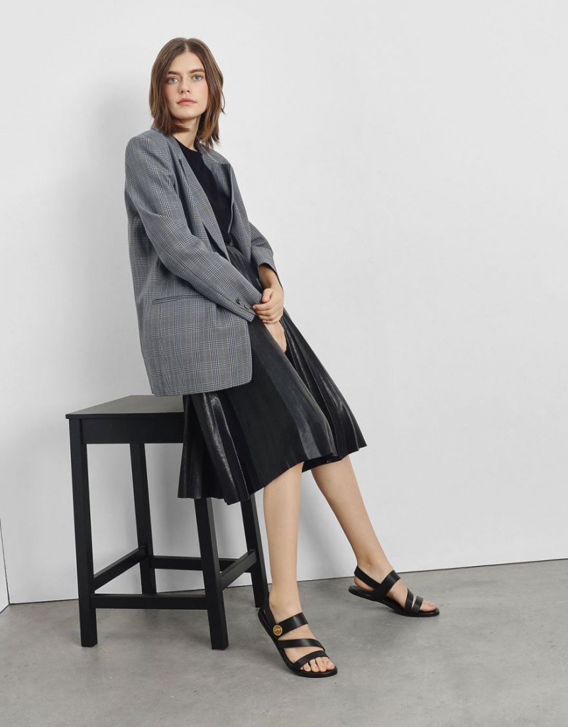 Sandale Cu Curea Charles & Keith Yara Asymmetric Negrii | 769HMZUTW