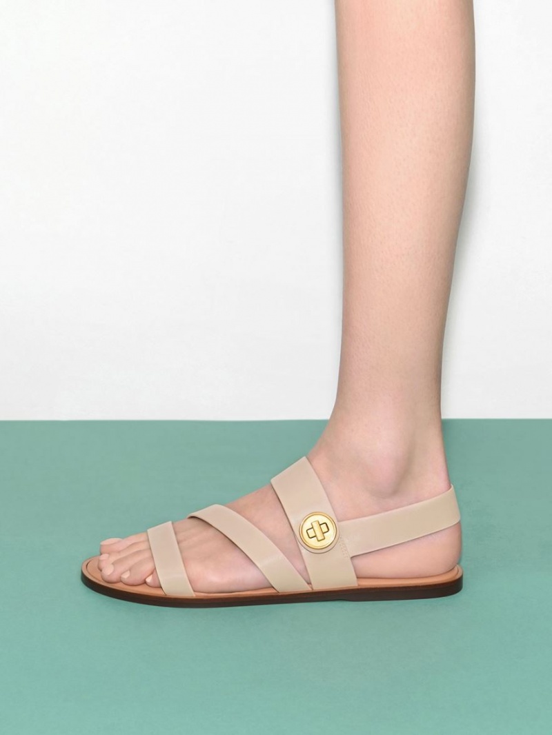 Sandale Cu Curea Charles & Keith Yara Asymmetric Bej | 970BXRVPQ