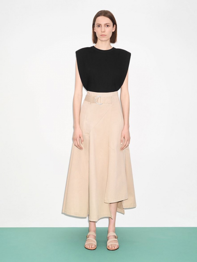 Sandale Cu Curea Charles & Keith Yara Asymmetric Bej | 970BXRVPQ