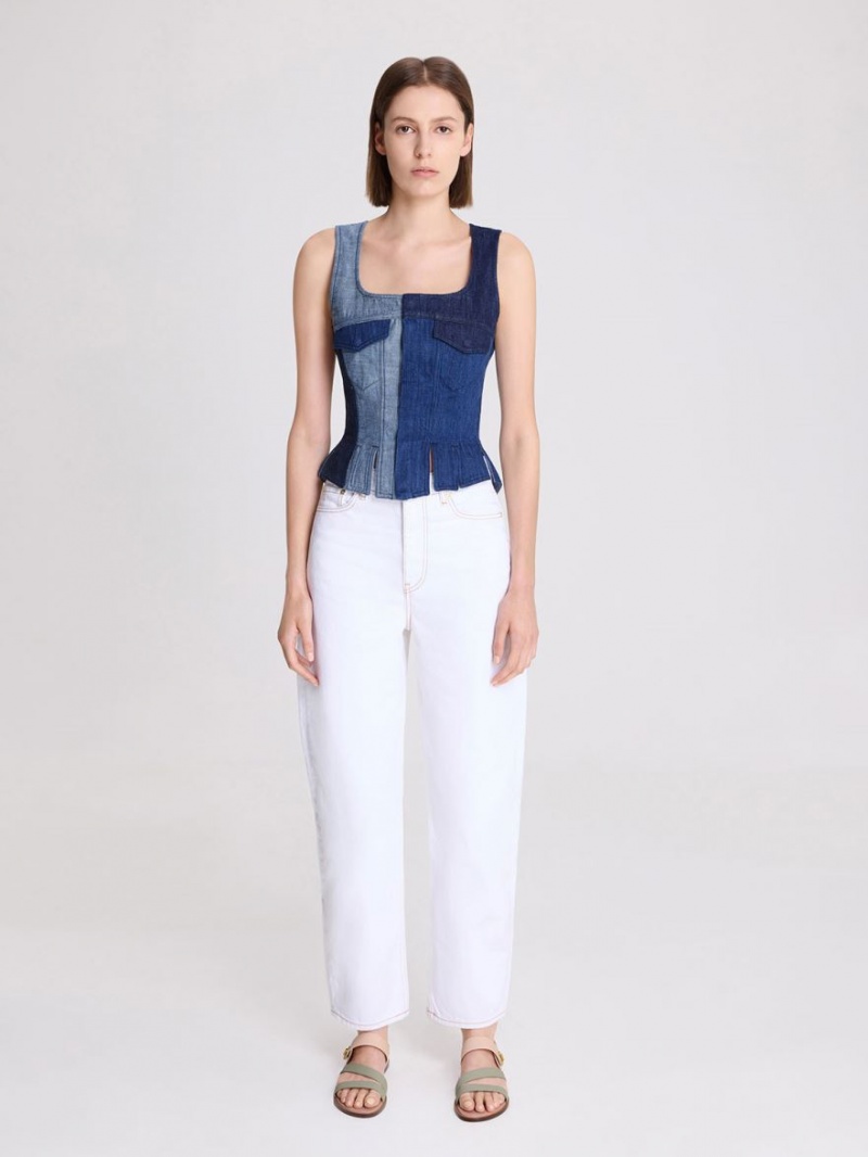 Sandale Cu Curea Charles & Keith Yara Two-Tone Asymmetric Bej | 504BSOXVR