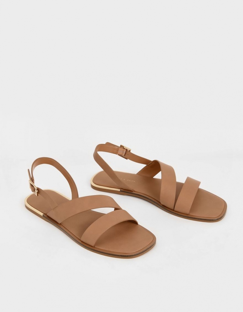 Sandale Plate Charles & Keith Asymmetric Curea Slingback Maro | 714ECXQVY