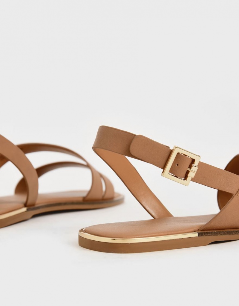 Sandale Plate Charles & Keith Asymmetric Curea Slingback Maro | 714ECXQVY