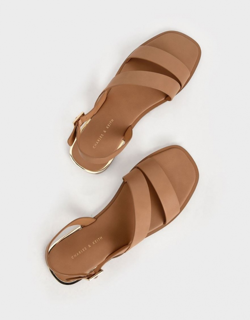 Sandale Plate Charles & Keith Asymmetric Curea Slingback Maro | 714ECXQVY