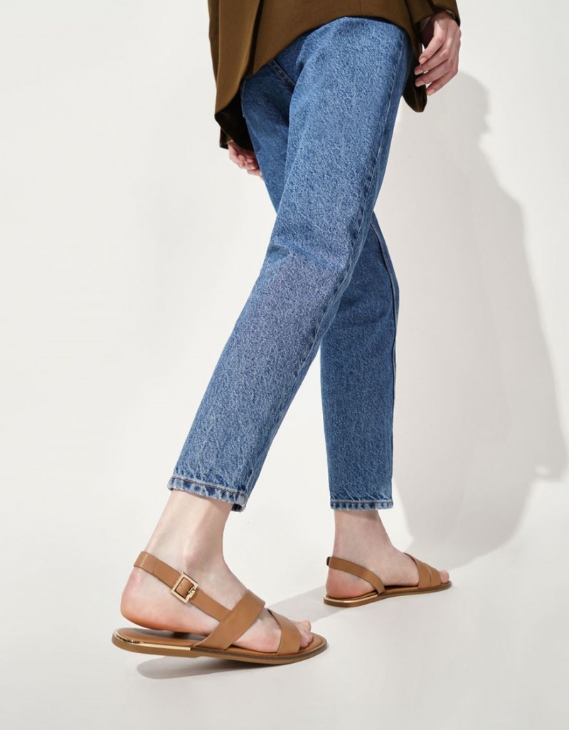 Sandale Plate Charles & Keith Asymmetric Curea Slingback Maro | 130OABZSE