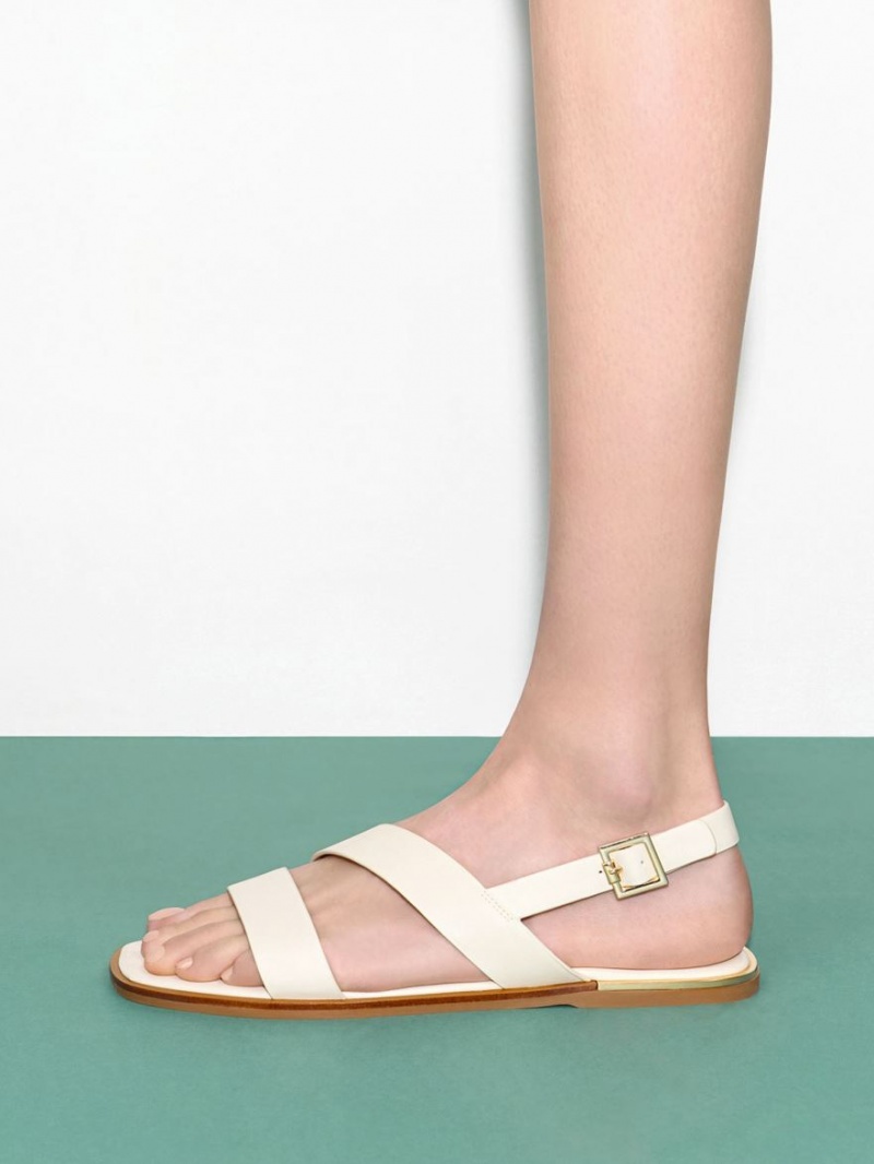 Sandale Plate Charles & Keith Asymmetric Curea Slingback Albi | 495SILUOE