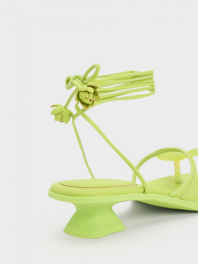 Sandale Plate Charles & Keith Butterfly Tie-Around Verzi Deschis | 164NWMZCU