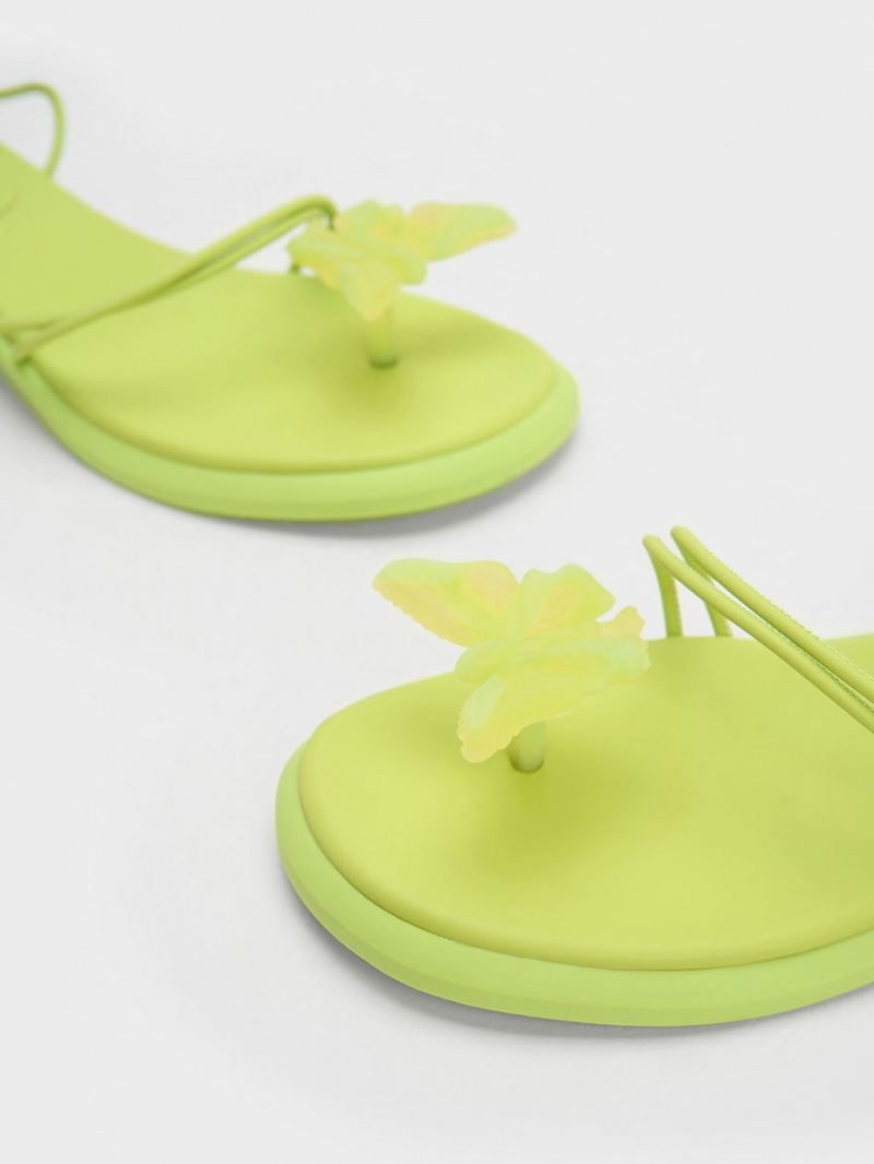 Sandale Plate Charles & Keith Butterfly Tie-Around Verzi Deschis | 164NWMZCU