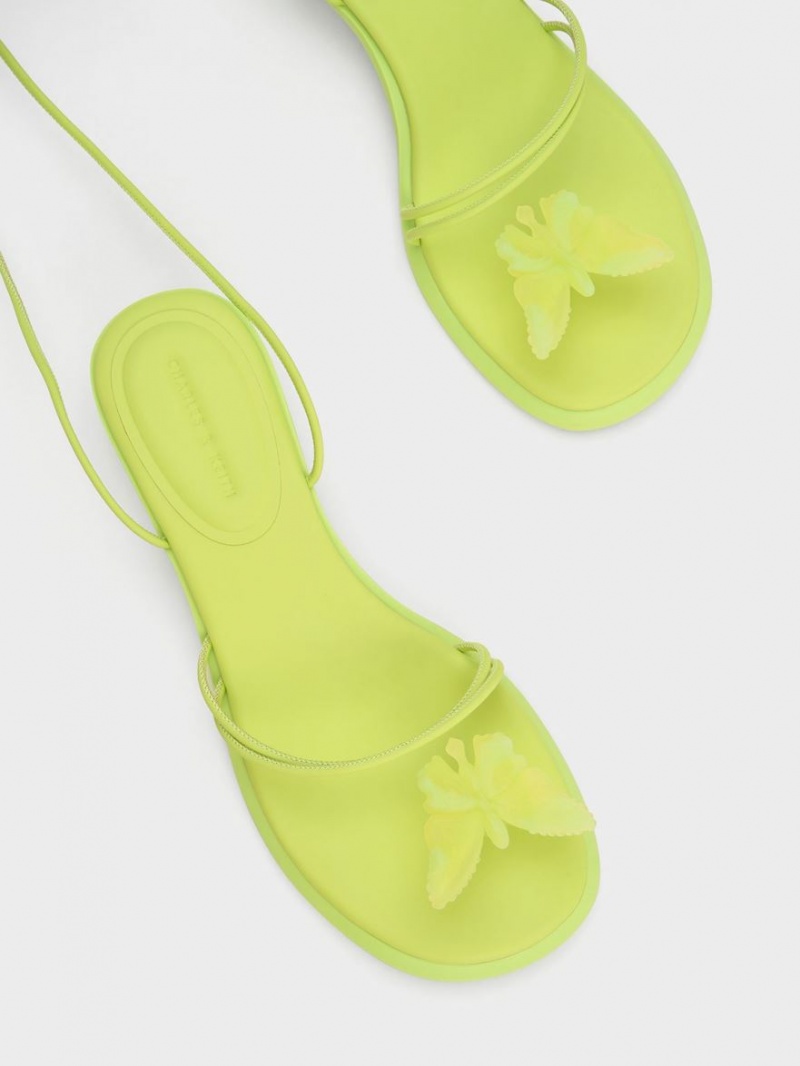 Sandale Plate Charles & Keith Butterfly Tie-Around Verzi Deschis | 164NWMZCU