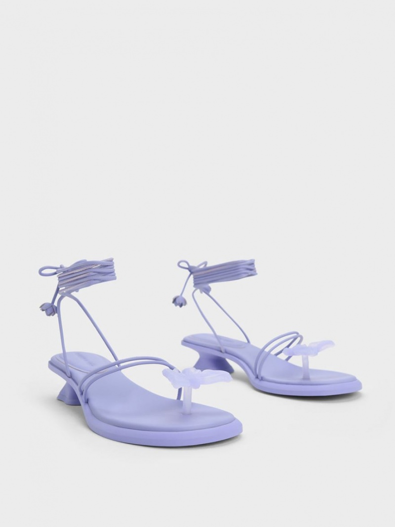Sandale Plate Charles & Keith Butterfly Tie-Around Violet | 782DIORTU