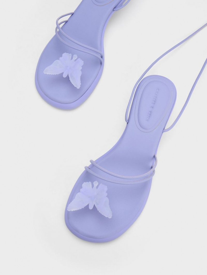 Sandale Plate Charles & Keith Butterfly Tie-Around Violet | 782DIORTU