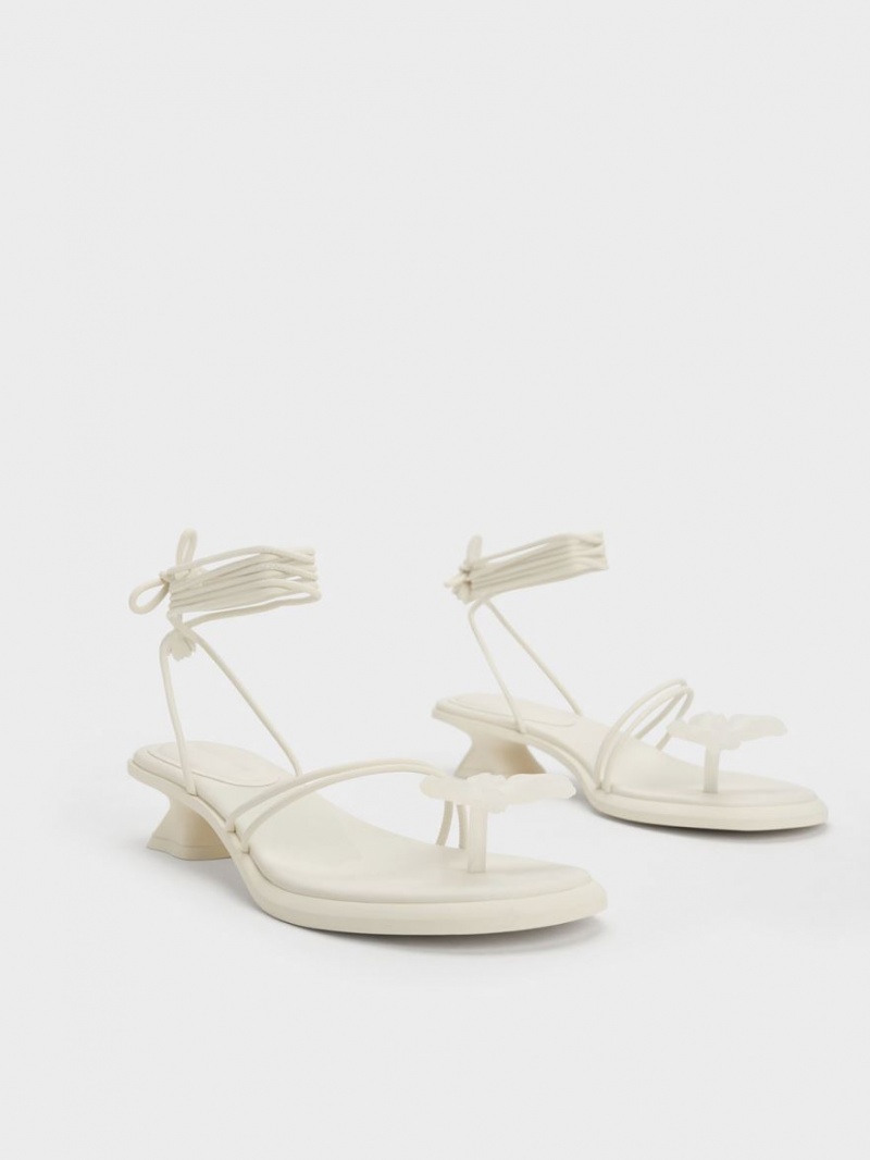 Sandale Plate Charles & Keith Butterfly Tie-Around Albi | 815GQNVJF