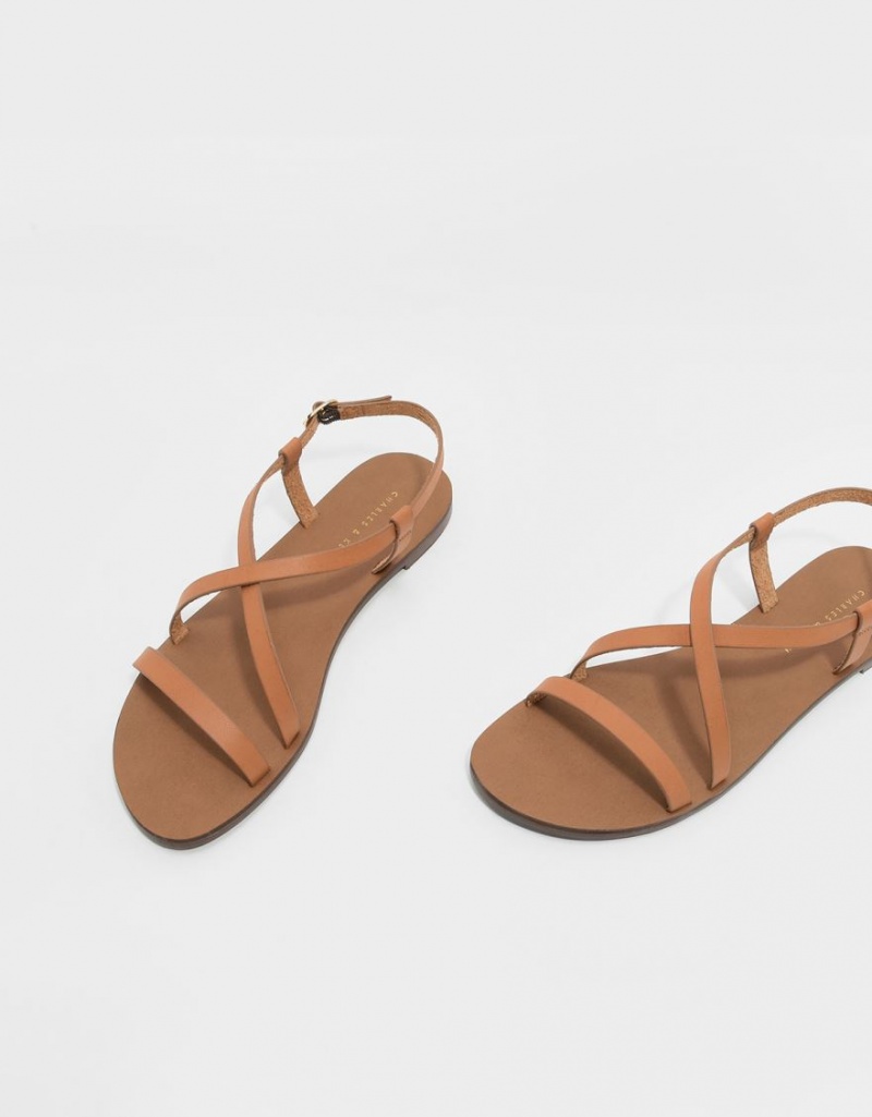 Sandale Plate Charles & Keith Criss Cross Maro | 567IVDMRQ
