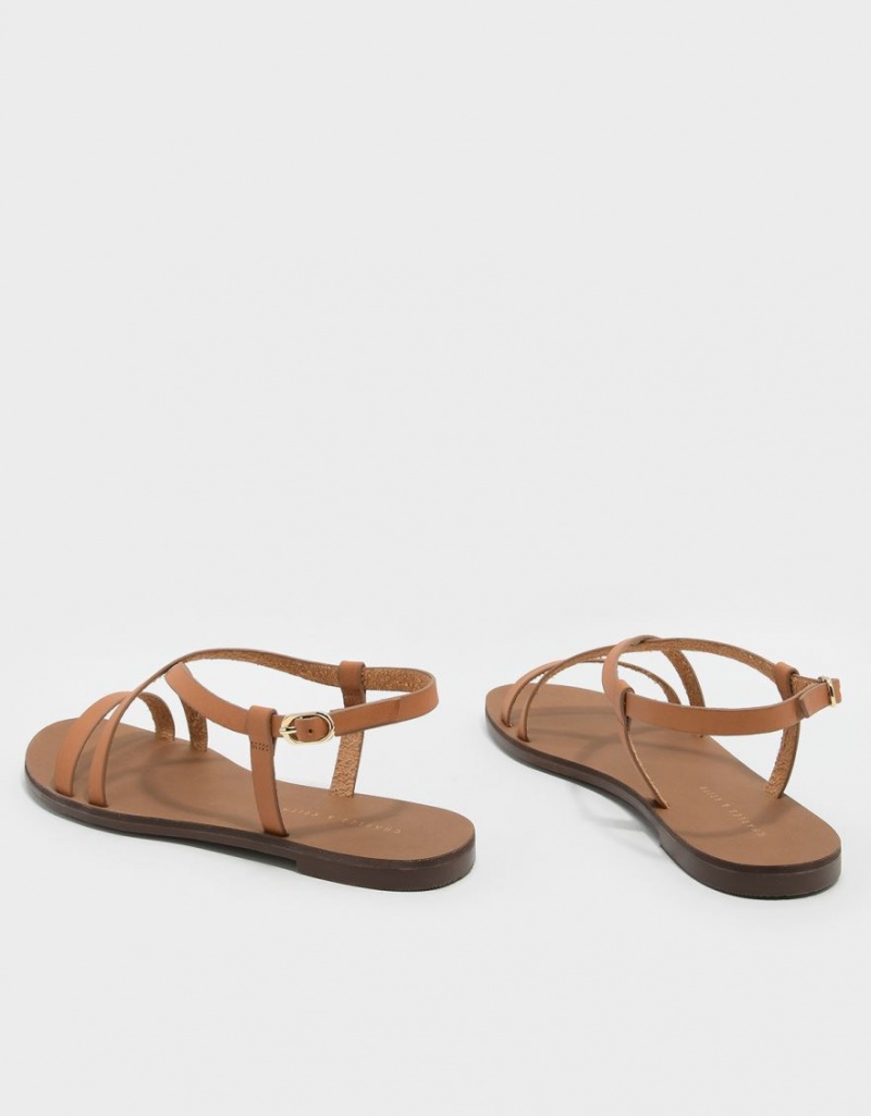 Sandale Plate Charles & Keith Criss Cross Maro | 567IVDMRQ