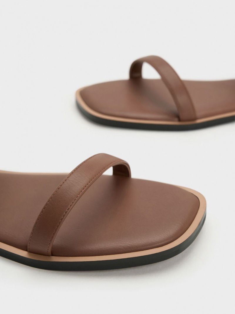 Sandale Plate Charles & Keith Double Metallic Cu Catarama Maro | 043MGZQJK