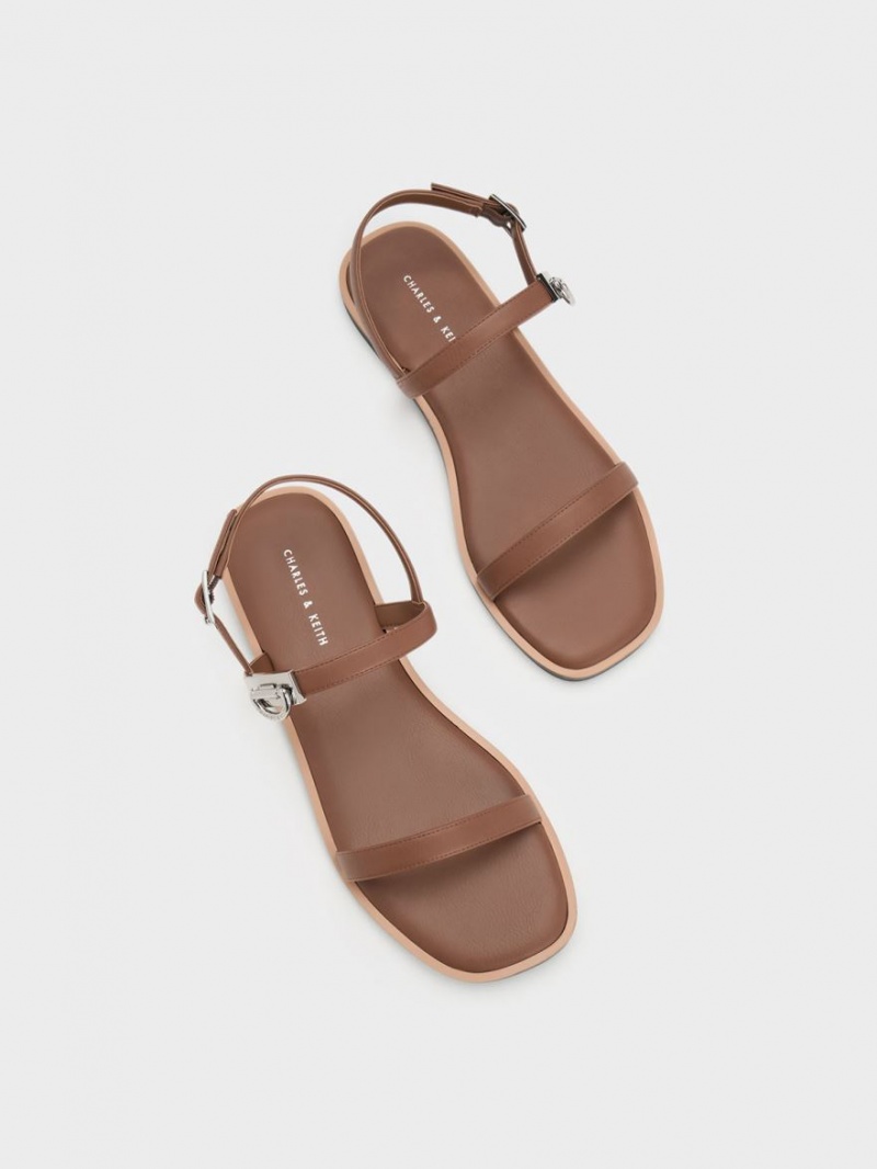 Sandale Plate Charles & Keith Double Metallic Cu Catarama Maro | 043MGZQJK