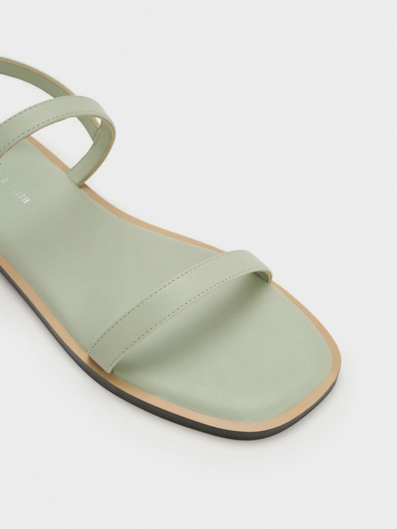 Sandale Plate Charles & Keith Double Metallic Cu Catarama Verde Menta | 893NZMVEG
