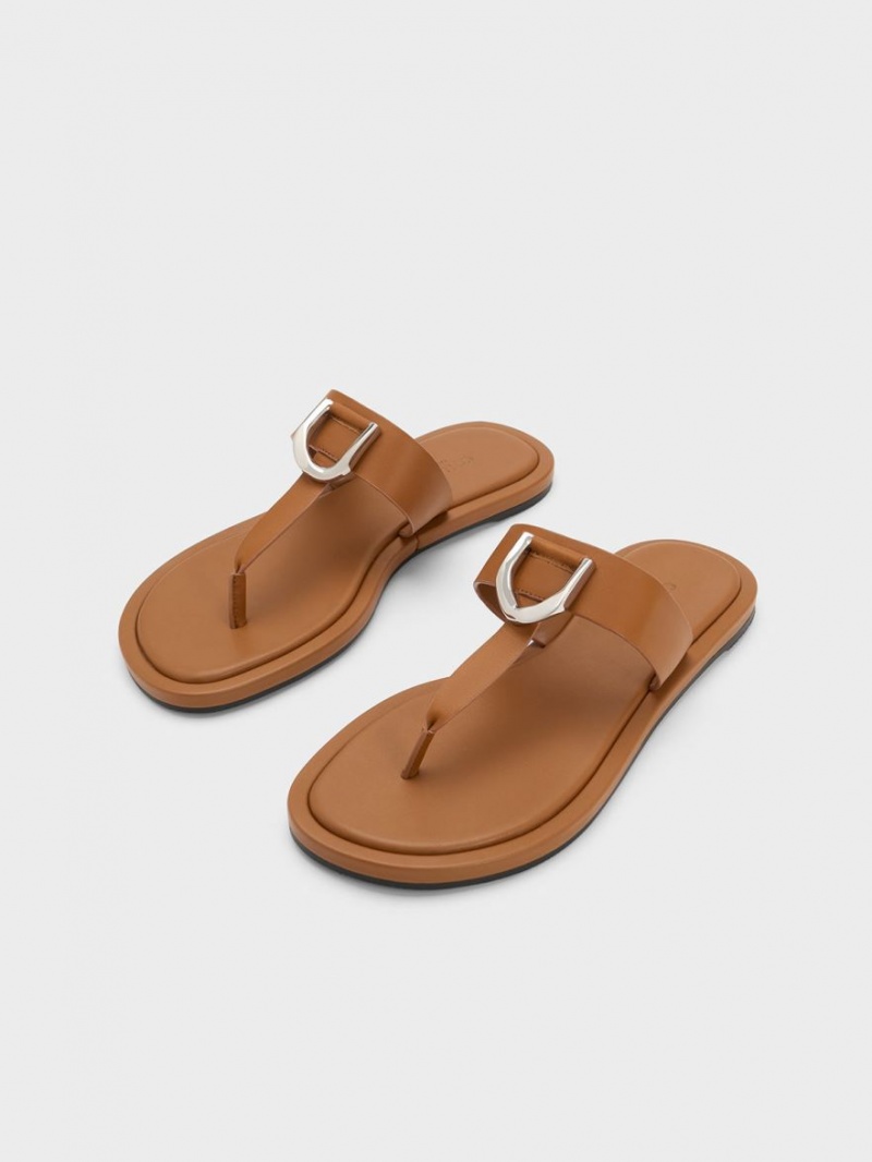Sandale Plate Charles & Keith Gabine Piele Tanga Maro | 679IPRLKO