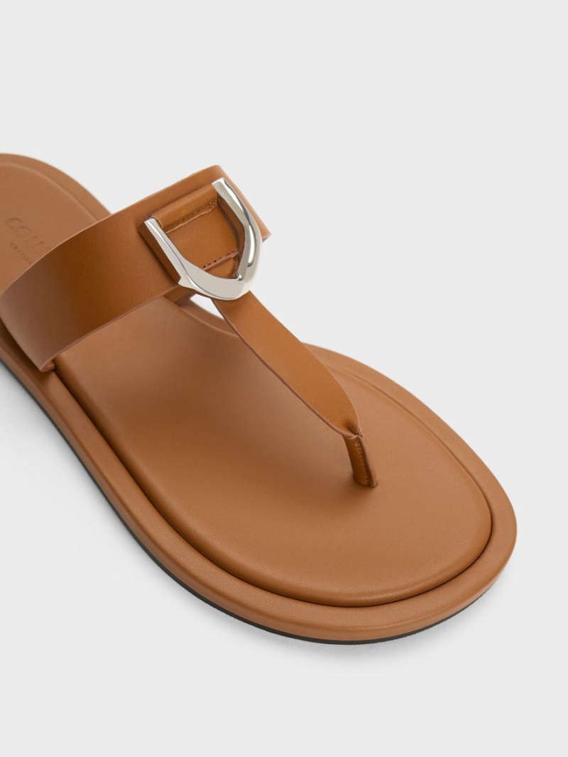 Sandale Plate Charles & Keith Gabine Piele Tanga Maro | 679IPRLKO