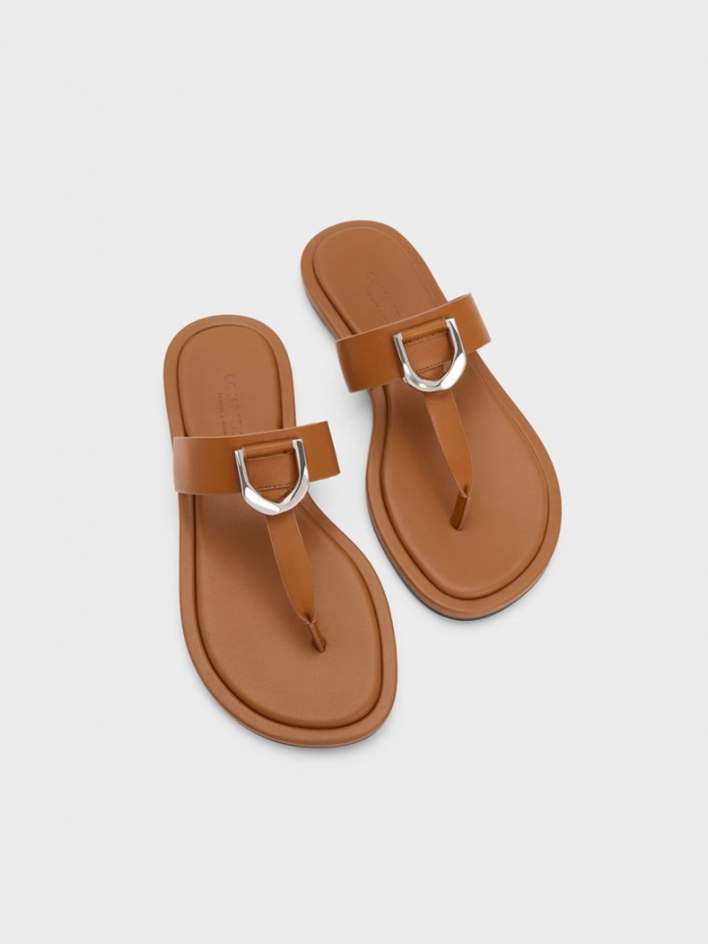 Sandale Plate Charles & Keith Gabine Piele Tanga Maro | 679IPRLKO
