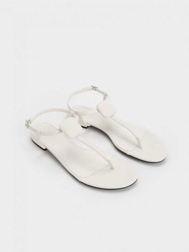 Sandale Plate Charles & Keith Koa Tanga Albi | 931ZPICMJ