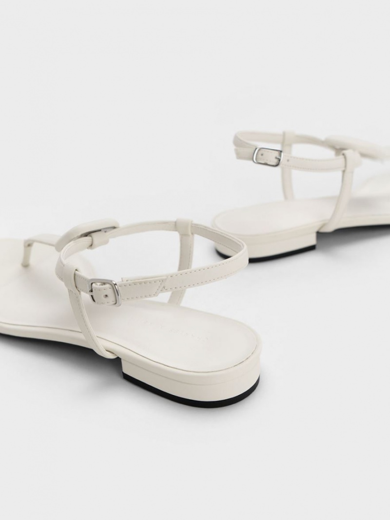 Sandale Plate Charles & Keith Koa Tanga Albi | 931ZPICMJ