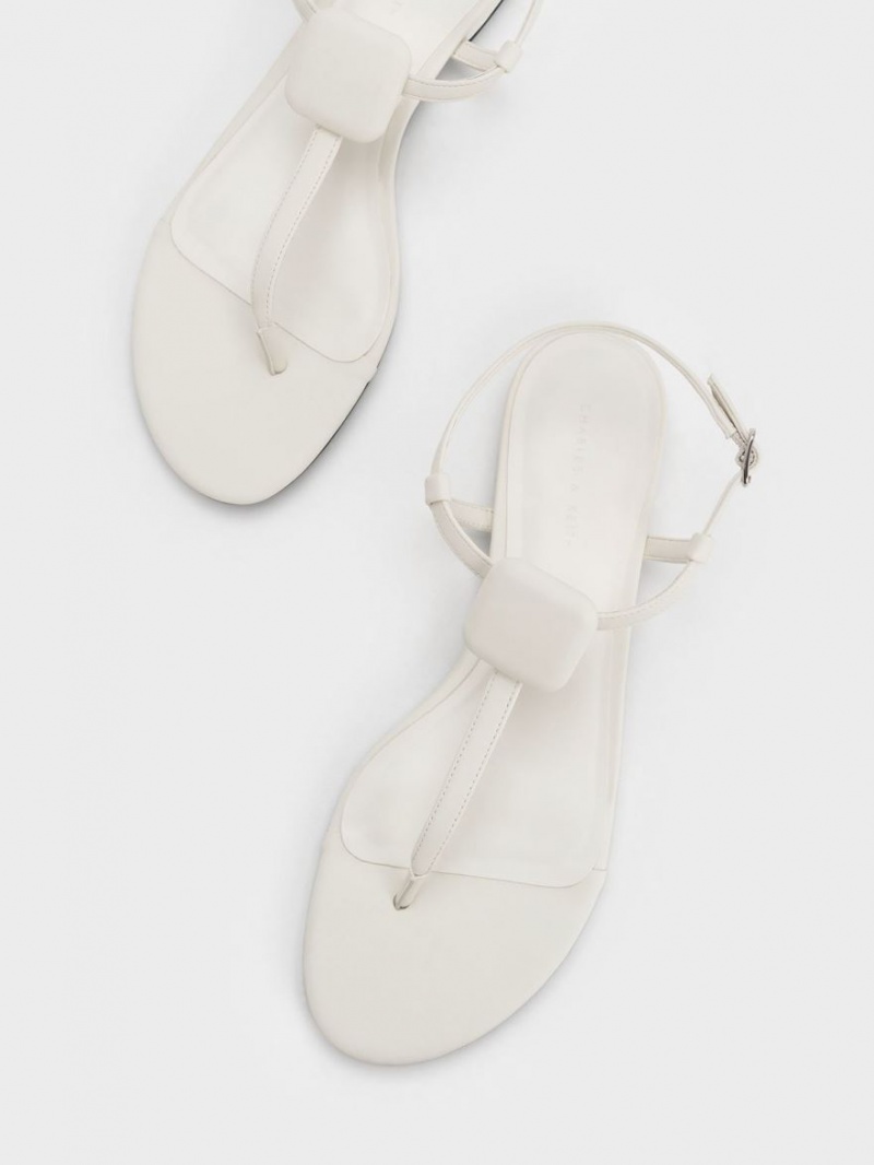Sandale Plate Charles & Keith Koa Tanga Albi | 931ZPICMJ